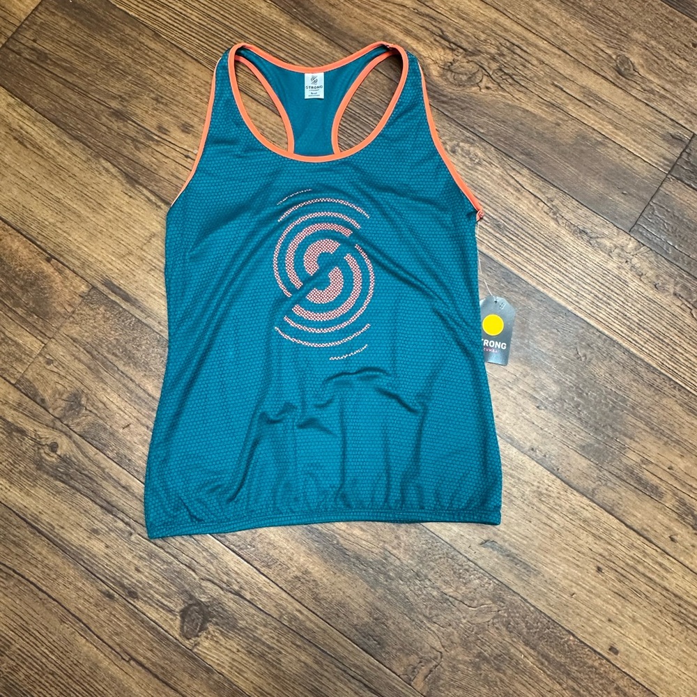 Women's Strong Nation Teal and Orange Athletic Tank Top